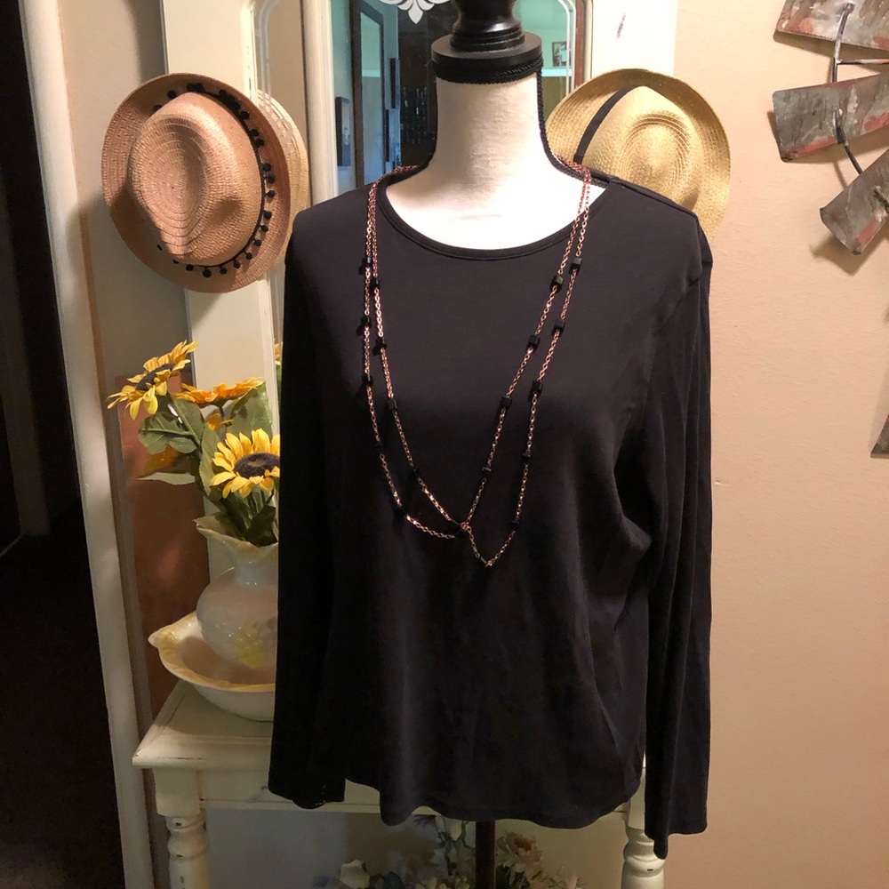 A black long sleeve sweater